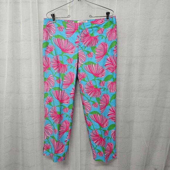 NWOT Lilly Pulitzer Blue Pink Resort Fit Beach Vacation Cropped Pants10 - Picture 16 of 16